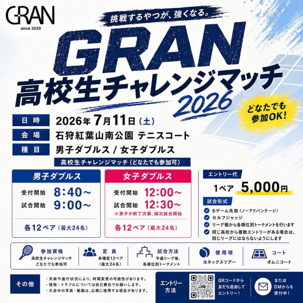 GRAN 高校生チャレンジマッチ 2026 (石狩紅葉山南公園)